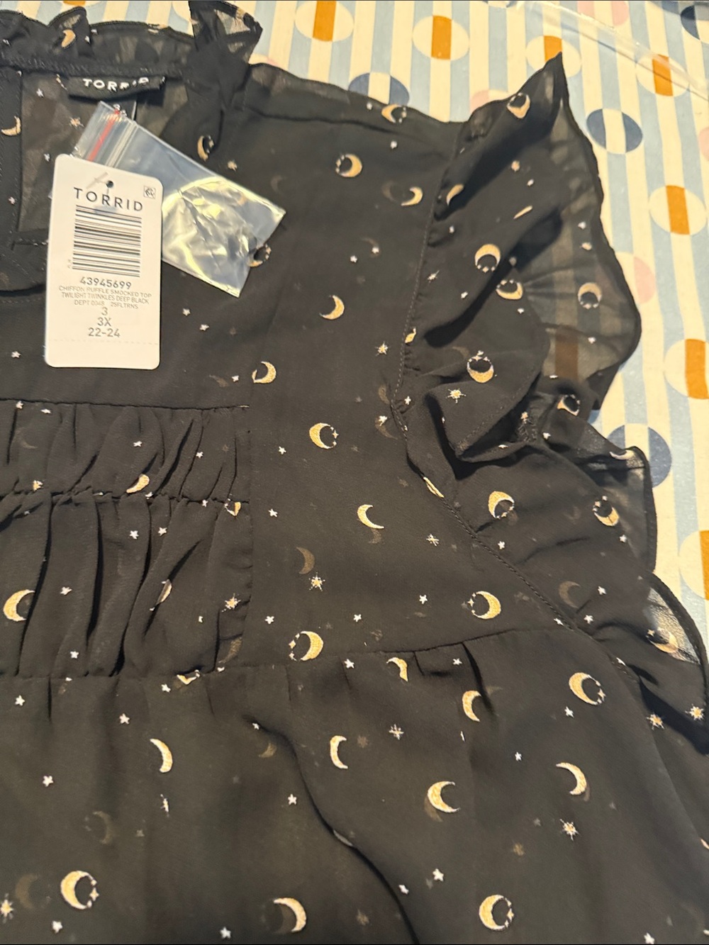 Torrid Sheer Moon & Stars Ruffle Blouse - Picture 5 of 8